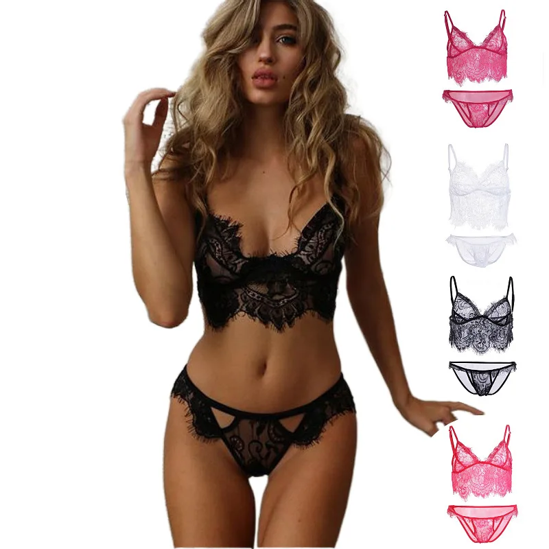 

Sexy Lingerie Lace Eyelash Three-Point Sexy Lingerie Set
