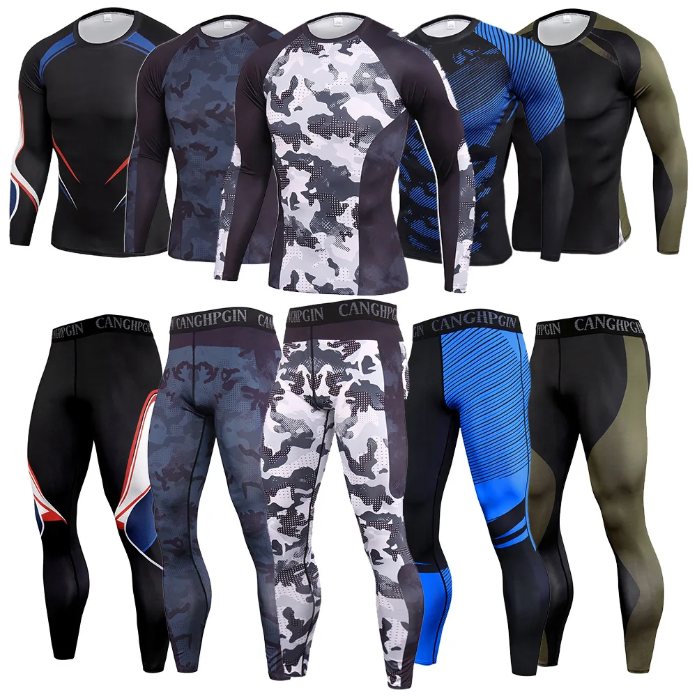 

Men's Compression Underwear for Sports Mens Long Johns Thermal Pants Rashguard Skin Care Kits Winter Leggings Thermal shirt Set