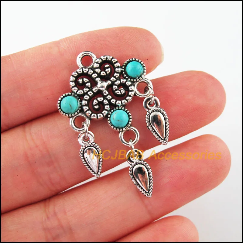 5 шт. Тибетский Серебряный тон китайский узел камень капля воды кисточки Подвески