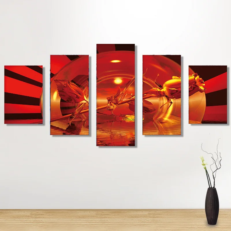 

Red rose 5D Diamond Paintings Five Connected Pieces Room Decoraitons Paste all diamonds Diamond Painting Home Decoration