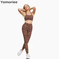 sexy yoga set women gym sport workout running training fitness leopard sportswear stretchy quick dry breathable bra pants suit