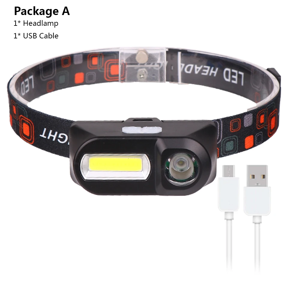 Option F Litwod Z207403 светодиодный налобный светильник 1000LM CREE XM-L2 T6 COB Micro USB зарядное устройство Головной фонарь портативный светильник фонарь - Испускаемый цвет: Option F