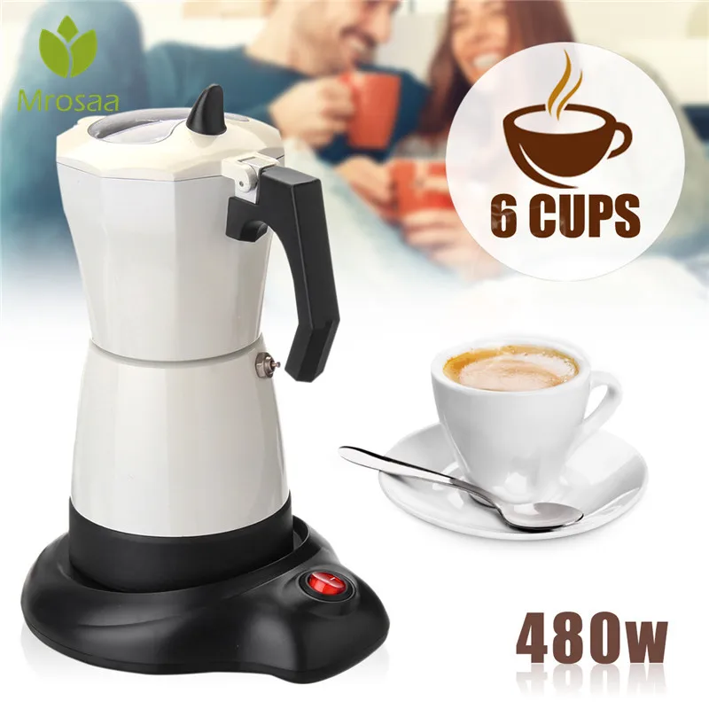 Электрическая кофеварка для чая эспрессо мокко 480 Вт 6 чашек|Кофейники| |