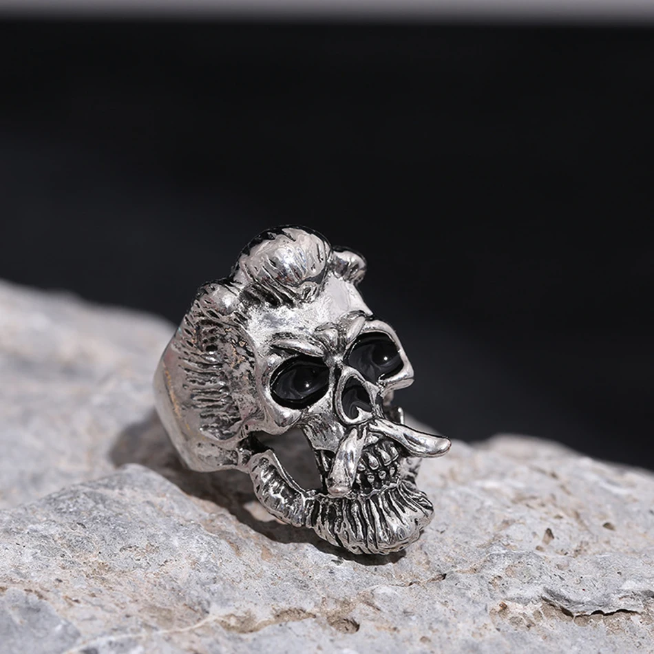 Liumo Трендовое винтажное бородатое мужское байкерское кольцо с черепом Lr1008 |
