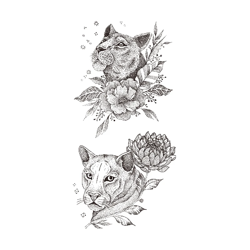 

Лев волк животных временная татуировка стикер черный Хризантема лотоса поддельные татуировки водостойкие татуировки Arm большой Размеры дл...