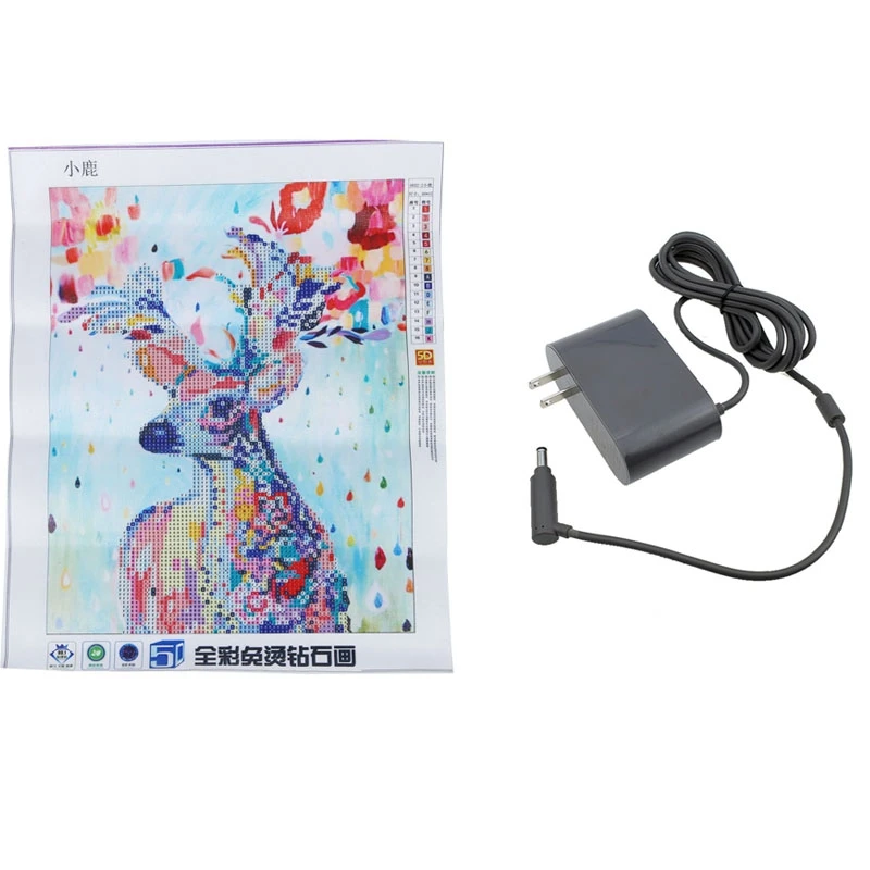 

AD-Stylish Unique Deer 5D Full Drilled Diy Diamond Painting With Adapter For Dyson Vacuum Power Supply Cord Charger,US Plug