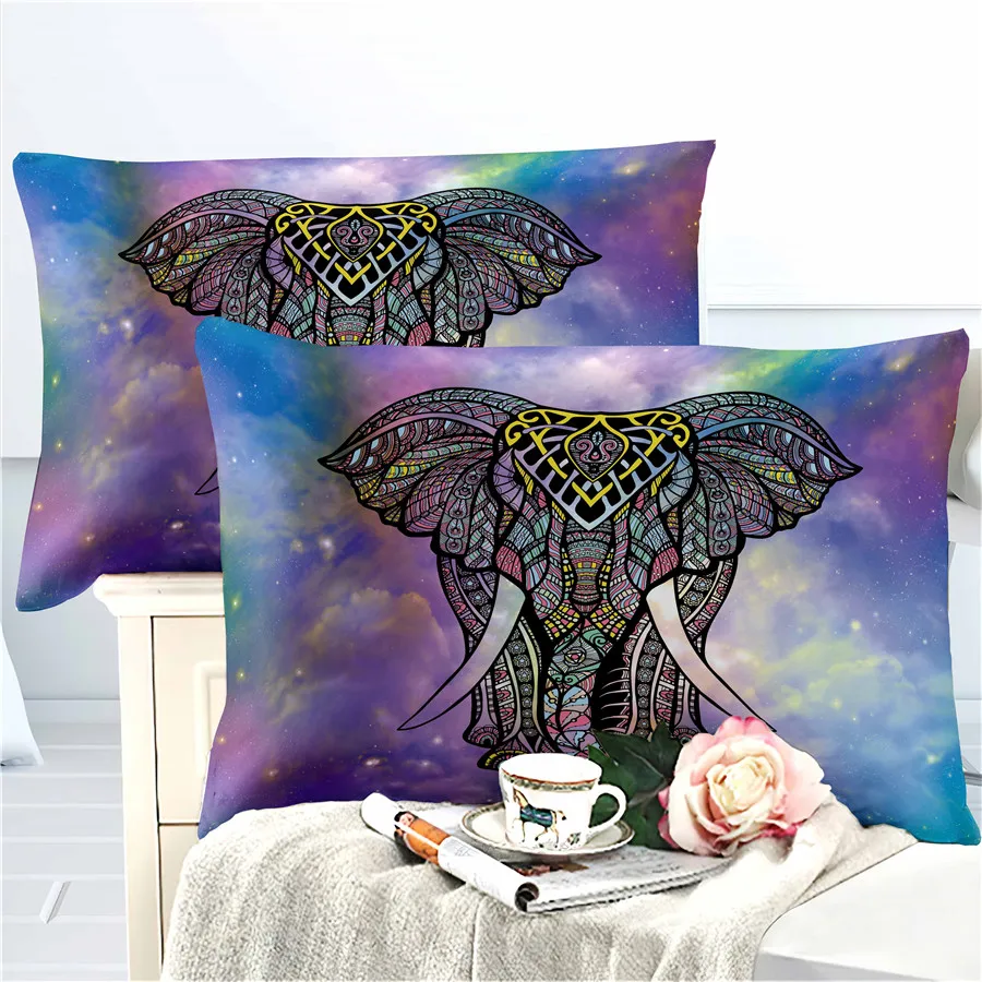 

HELENGILI 3D Bedding Set Starry Sky Elephant Print Duvet Cover Set Bedcloth with Pillowcase Bed Set Home Textiles #DX-17