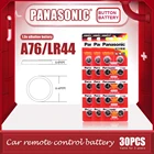 30 шт.лот, оригинальные щелочные аккумуляторы PANASONIC LR44 A76 1,5 В, AG13 SR1154 357, Кнопочная батарея 0% Hg для калькулятор