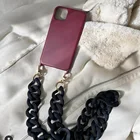 Новинка, модный аксессуар для женской сумочки, цепочка из черной смолы, Роскошный Матовый ремешок, женский клатч на плечо, чехол для Iphone 12 13 Pro