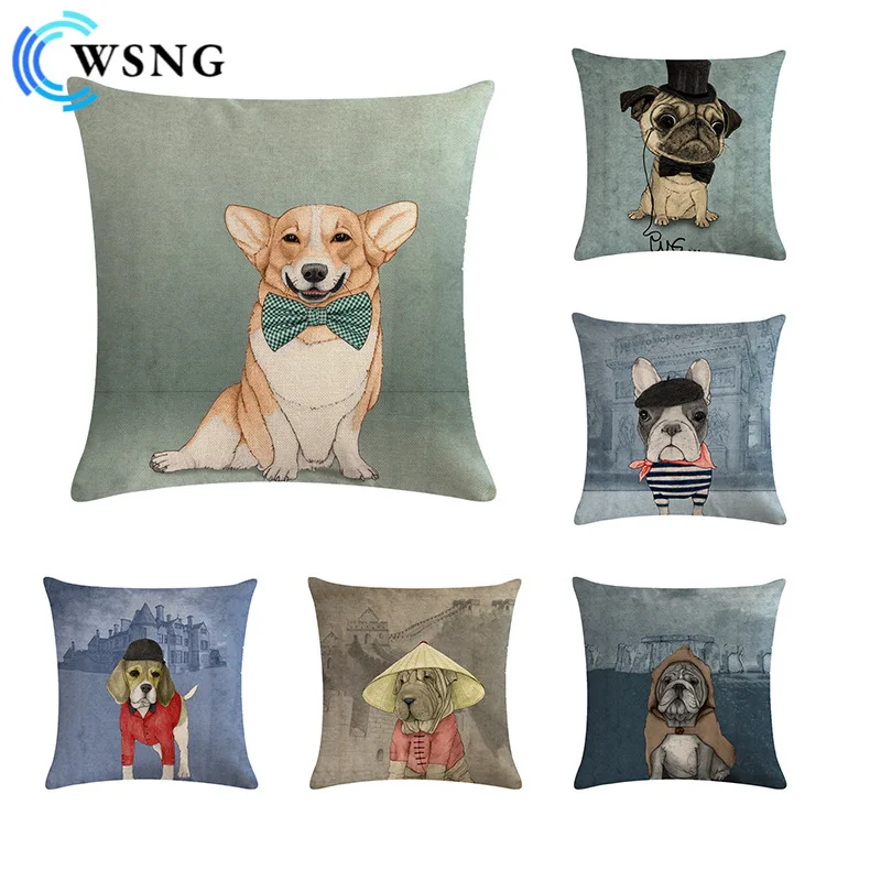 

Lovely Animal Pillowcase Family Car Pillow Case Pillowcase Cartoon Flax Adornment Cushion for Leaning on Covers