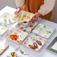 vinegar dish integrated ceramic dumpling plates shell square plates separated dipping home breakfast snack creative cute plates