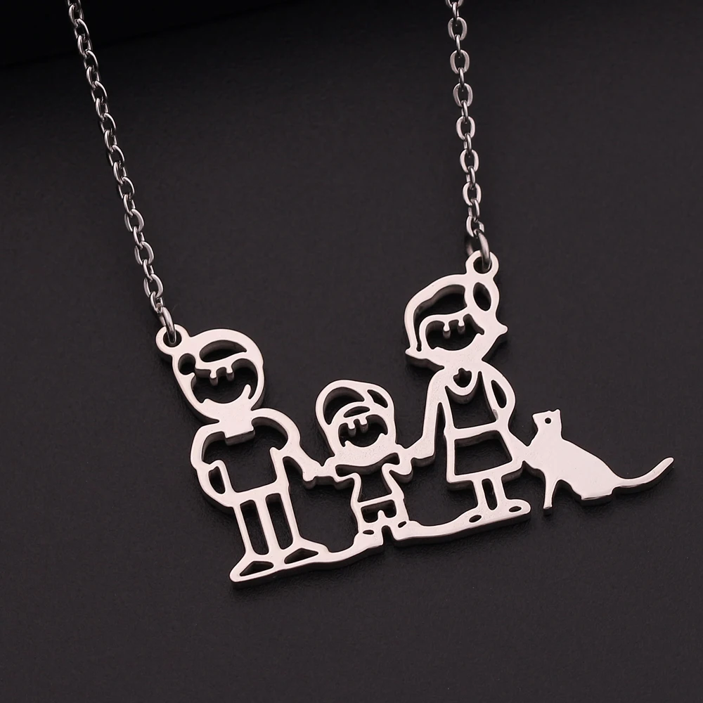 Ожерелье с надписью Love Mom Dad Cat Happy Family Of Three ювелирные изделия | Украшения и