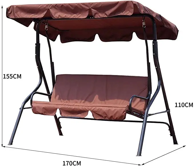 

3 Porch Swings, Adjustable Skylights, Waterproof and Uv-proof Garden Swings, Suitable for Gardens and Terraces