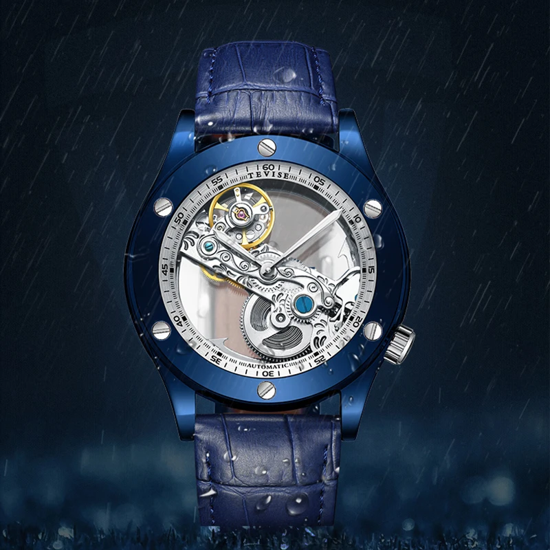 

Водонепроницаемые простые светящиеся многофункциональные часы TEVISE для отдыха модные деловые мужские механические часы