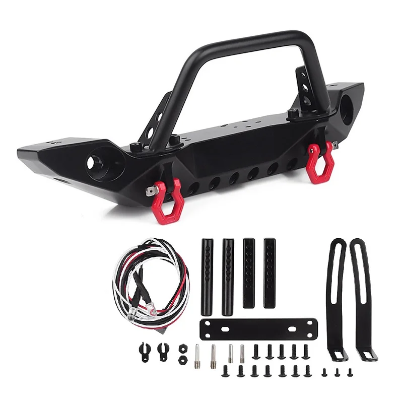 

Металлический передний бампер со светодиодными лампами для 1/10 RC Crawler Axial SCX10 90046 SCX10 III AXI03007 TRAXXAS TRX-4