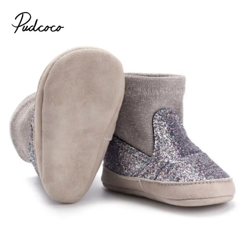 Новинка 2019 Мягкая Блестящая Серебристая обувь для новорожденных мальчиков и