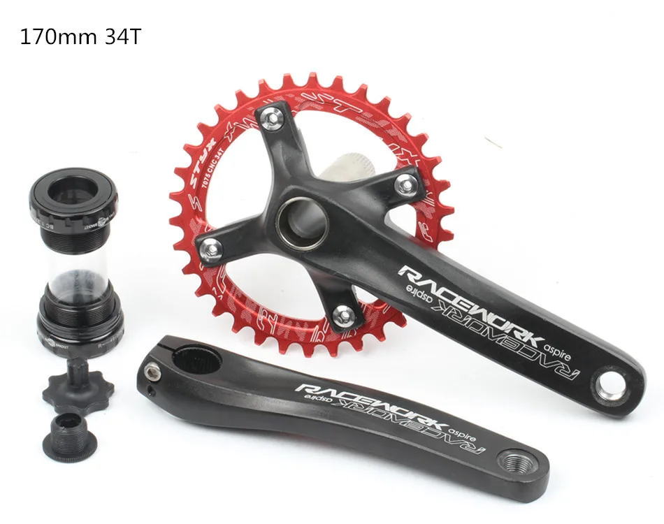 Велосипедная кривошипная цепь 104BCD MTB велосипед шатун алюминиевый сплав с нижней кривошипной 170 мм пластина Красная 32T 34T 36T 38T