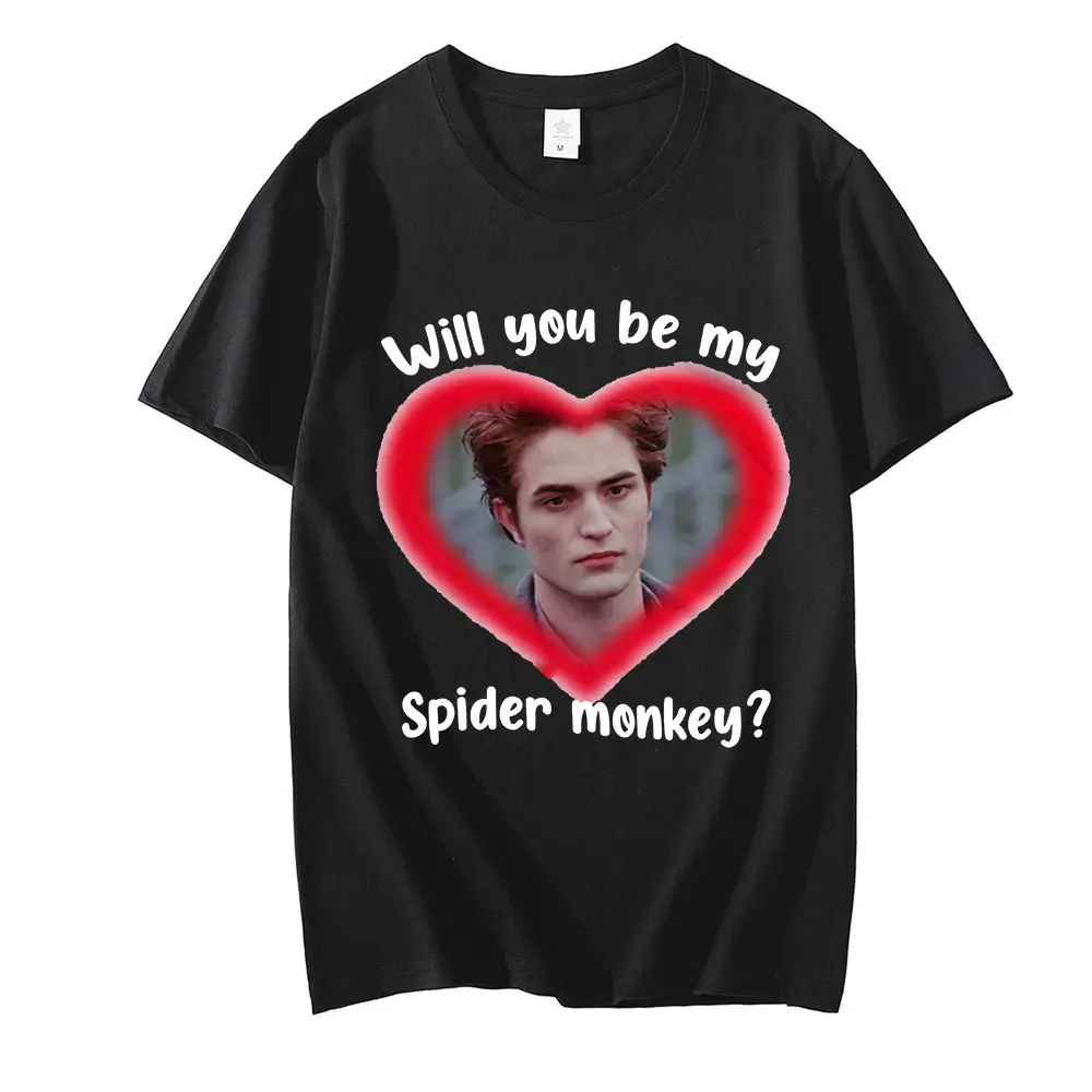 

Забавная Мужская футболка New Edward Cullen Will You Be My Spider Monkey, футболка с коротким рукавом и круглым вырезом с принтом