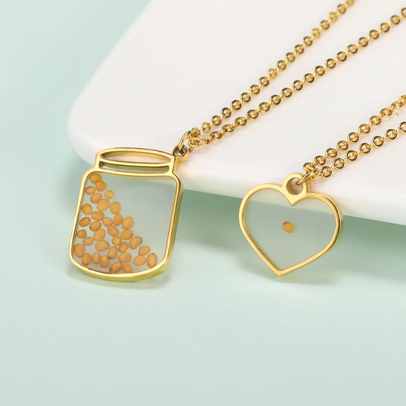 

Faith As Small As Mustard Seed Necklace Stainless Steel Necklaces Devout Christian Inspirational Lucky Jewelry For Women Gift