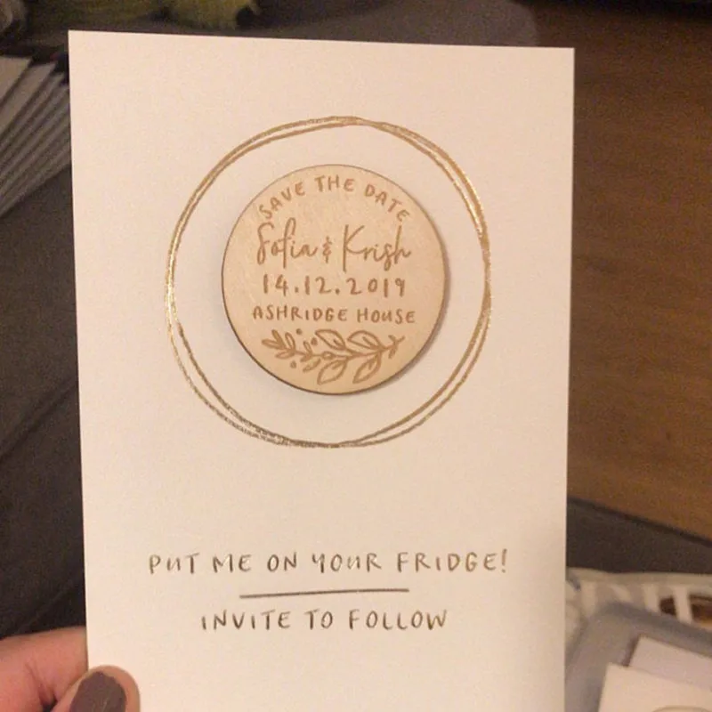 Цветочный деревянный магнит персонализированная свадьба сохранить дату