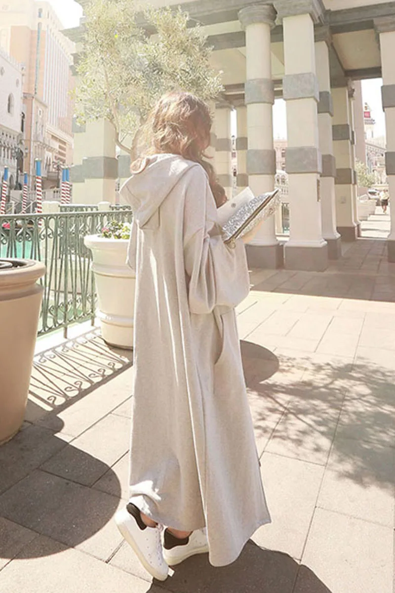 

LANMREM Casual Zipper Hoodie For Women 2021 Fashion New Cotton Sweatwear Tide Long Coat All-match Outerwear YJ587