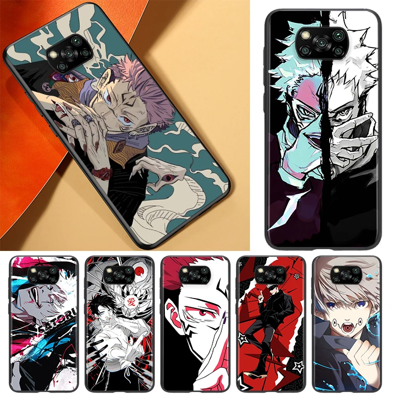 

Jujutsu Kaisen Satoru Gojo anime Black Phone Case For Xiaomi Civi Play Mix 3 A2 A1 6X 5X Poco X3 NFC F3 GT M3 M2 X2 F2 Pro C3 F1