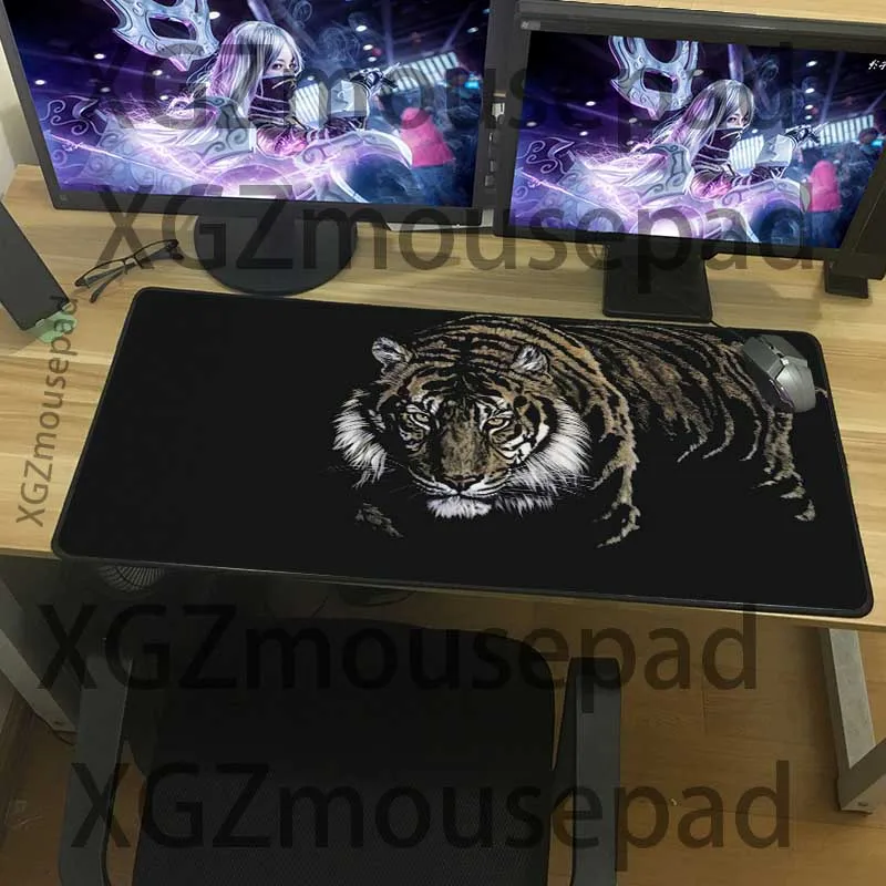 Большой коврик для мыши XGZ черный с замком животное Сибирский тигр HD офисный