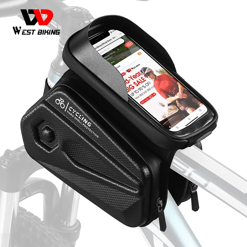 

WEST BIKING Waterproof Bicycle Bag 6.5 inch MTB Road Bike Top Tube Frame Bag 2022 New Sensitive Touch Screen Phone Cycling ​Bag