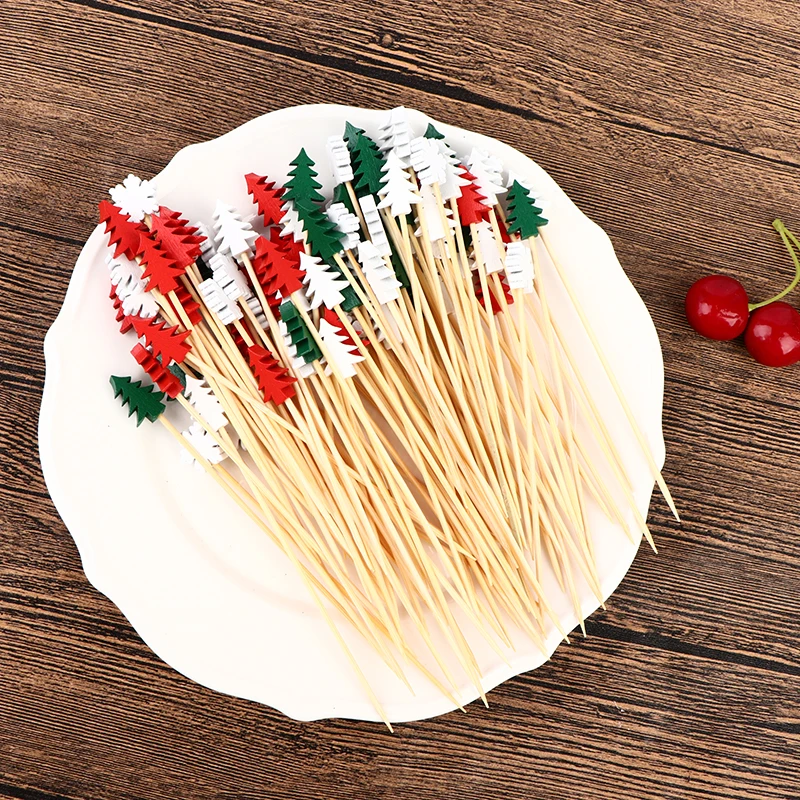 100 шт. рождественские Фруктовые палочки десерт буфетный салат вилка для торта