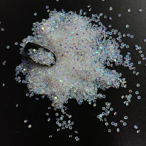 Миниатюрные стеклянные стразы без фольги, разные размеры, 1440 шт., кристалл и AB, шатон, для маникюра, с заостренным носком, со стразами