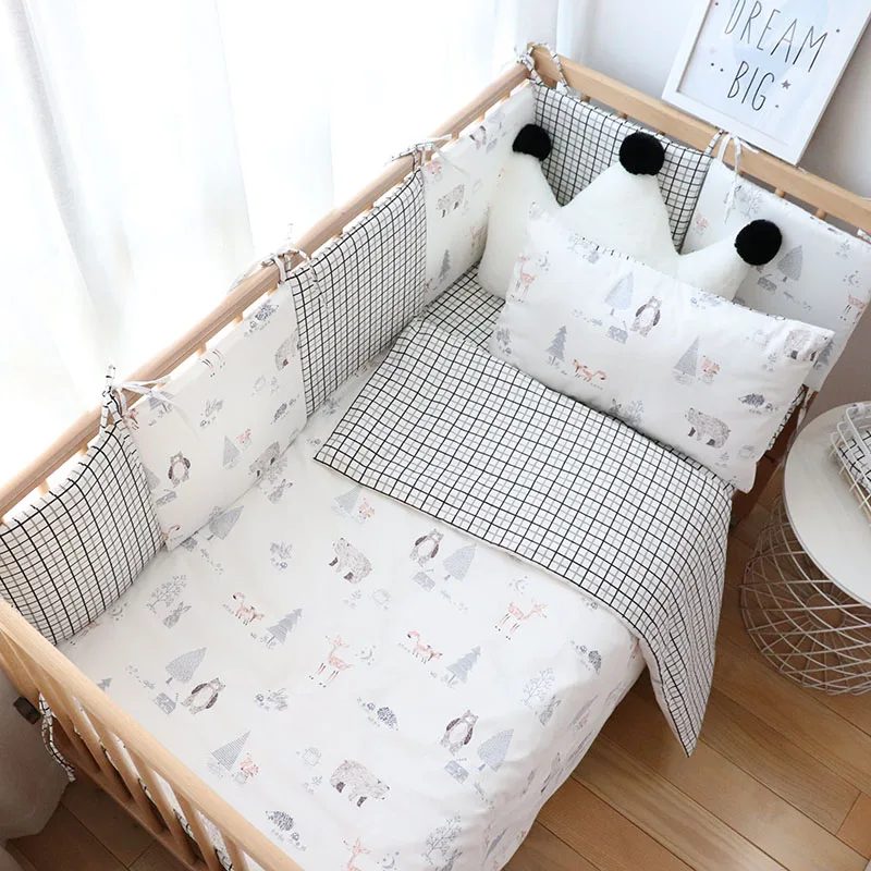 Baby Bedding Set For Boy Girl Nordic Cotton Baby Bed Linen For Newborns Kids Crib Bedding With Bumper Cot Kit Allow Custom Size