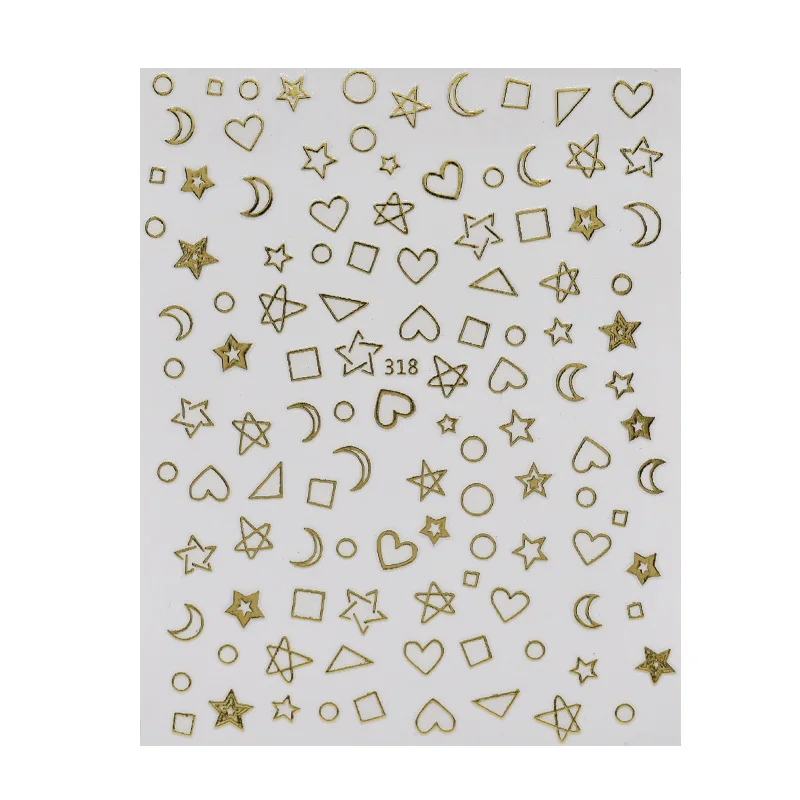 

1pc Hollow Star 3D Nail Sticker Decals Silver Round Nail Art Decoration DIY Manicure Design Simple Cool Tips T1038