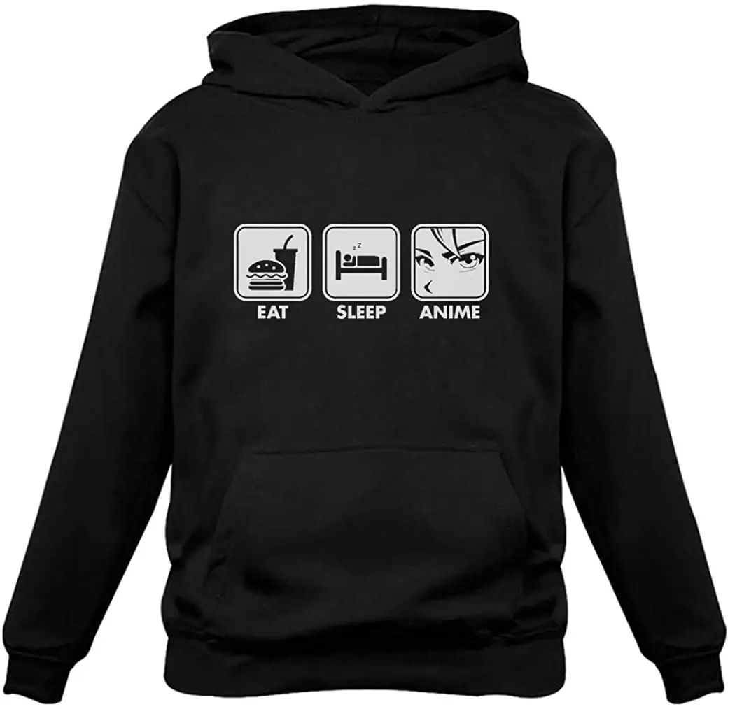 

Крутая толстовка с капюшоном в стиле аниме Eat Sleep