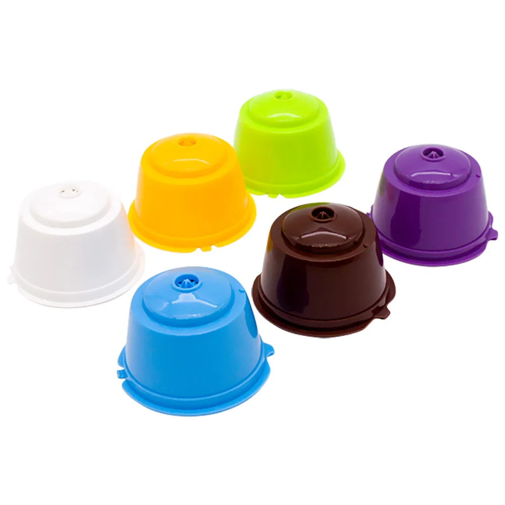 

6 PCS Reusable Coffee Capsules Cup With Spoon Brush Brown Refillable Coffee Capsule Refilling Filter Coffee Ware Gift Hot Sale
