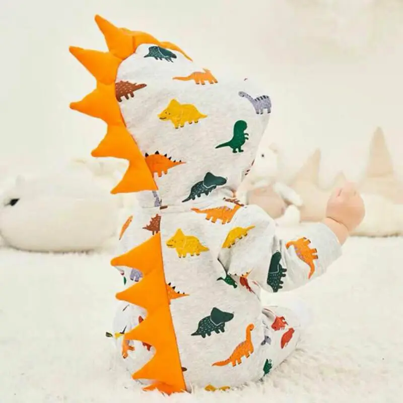 pudcoco Newborn Infant Baby boy romper Hooded 3D dinosaur costume baby Cotton christmas new years gift animal jumpsuits Kids |