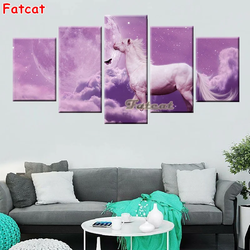 

Full square, round diamond painting embroidery wall art diamond painting animal painting white horse abstract art 5 PP3322