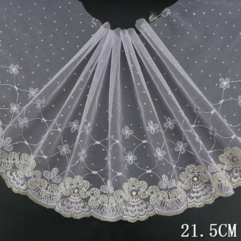 

29 ярдов вышитые светло-фиолетовые сетчатые цветы кружевная отделка 21,5 см искусственные материалы ручной работы подвязки бюстгальтера ткан...