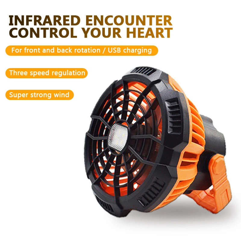 

Outdoor Camping Fan With LED Lantern Light Remote Control Tent Fan Lamp USB Solar Charging Fan Portable Camping Fan With Light