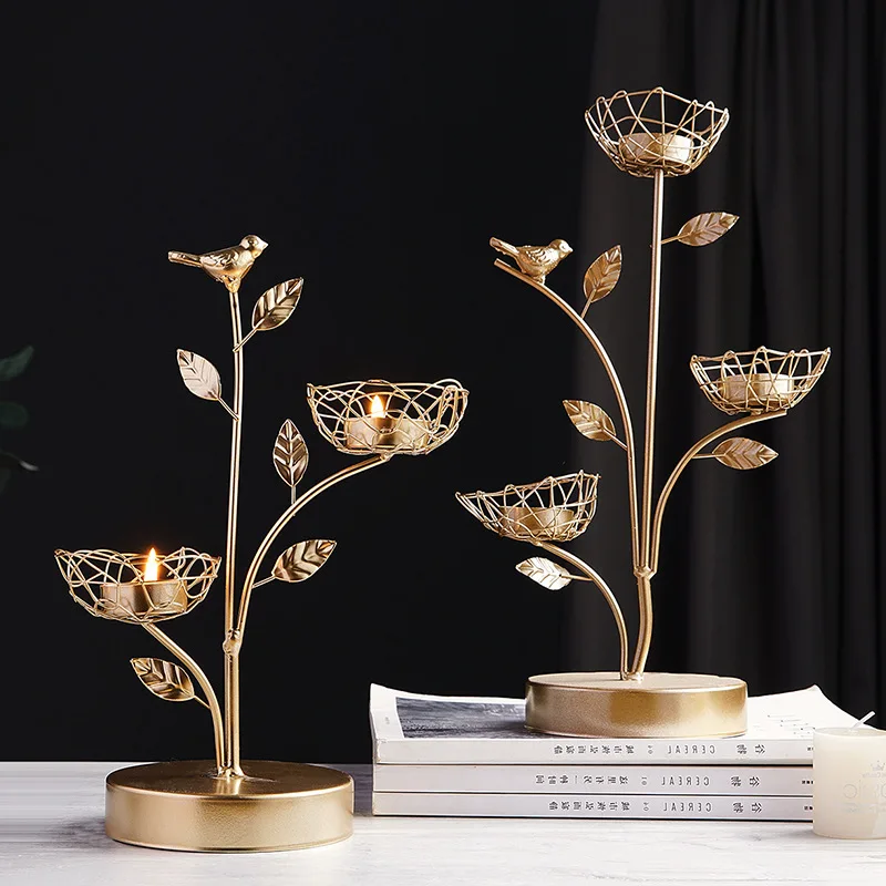 

Nordic Golden Metal Candlesticks Candle Holders Wedding Home Decorations Accessories Salon Candles Container Furnishings Gifts