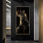 Современные абстрактные постеры и принты в скандинавском стиле с изображением золота и картина на черном холсте, Настенная картина для декора гостиной