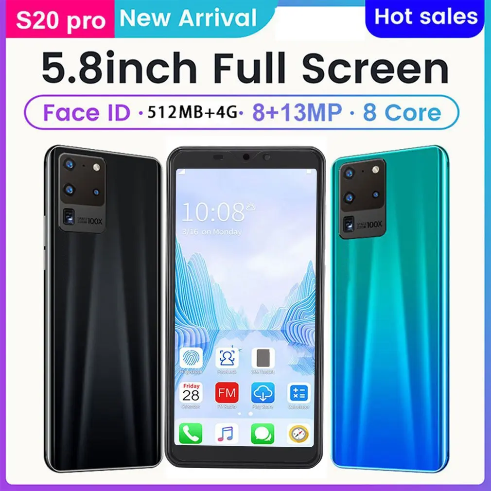 

Смартфон S20 Pro 5.8 Φ 512M + 4G, 3D стеклянная задняя крышка, черный телефон