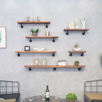 wall water pipe storage bookshelf solid wood one piece clapboard decorative books rack home bookcase furniture