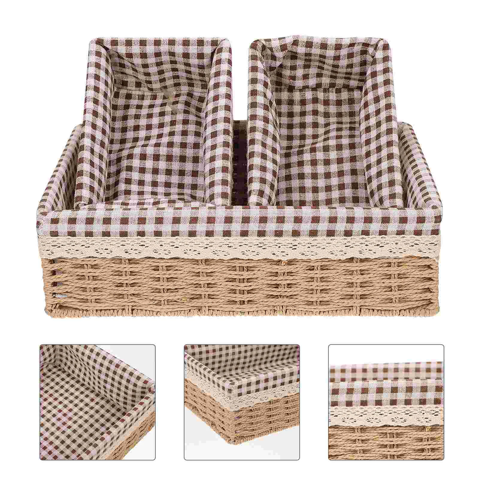 

3Pcs Rattan Basket Desktop Storage Basket Household Sundries Storage Holder