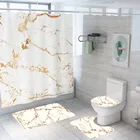 Мрамор печати Душ Шторы ткань из полиэфирного волокна, рисунок в полоску, Ванная комната Шторы Нескользящие Коврики для туалета сиденья коврик набор