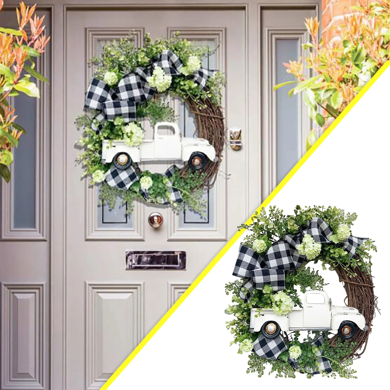 

2021 newHalloween Autumn Pumpkin Truck Stolen Goods Wreath Doorplate Home Decorationhigh quality
