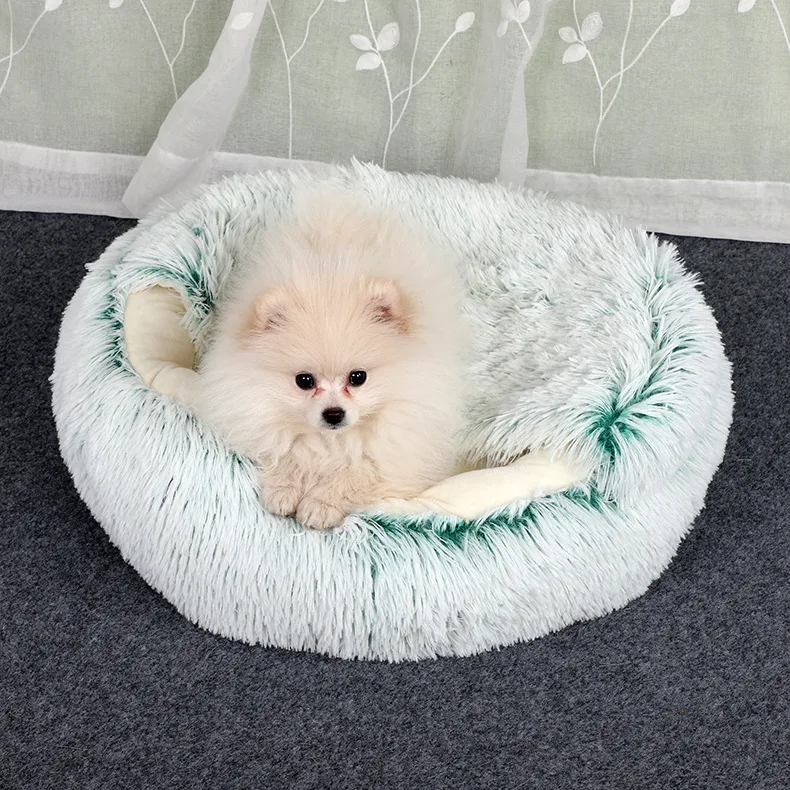

Winter 2 In 1 Cat Bed round warm pet bed House Long Plush Dog Bed Warm Sleeping Bag Sofa Cushion Nest for Small dogs cats Kitten
