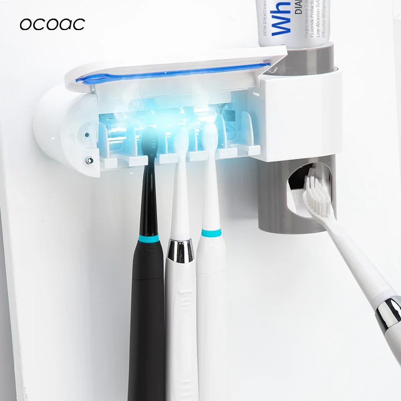 Antibacteria UV Light Ultraviolet Toothbrush Sterilizer Automatic Toothpaste Dispenser ToothBrush Holder bathroom accessories
