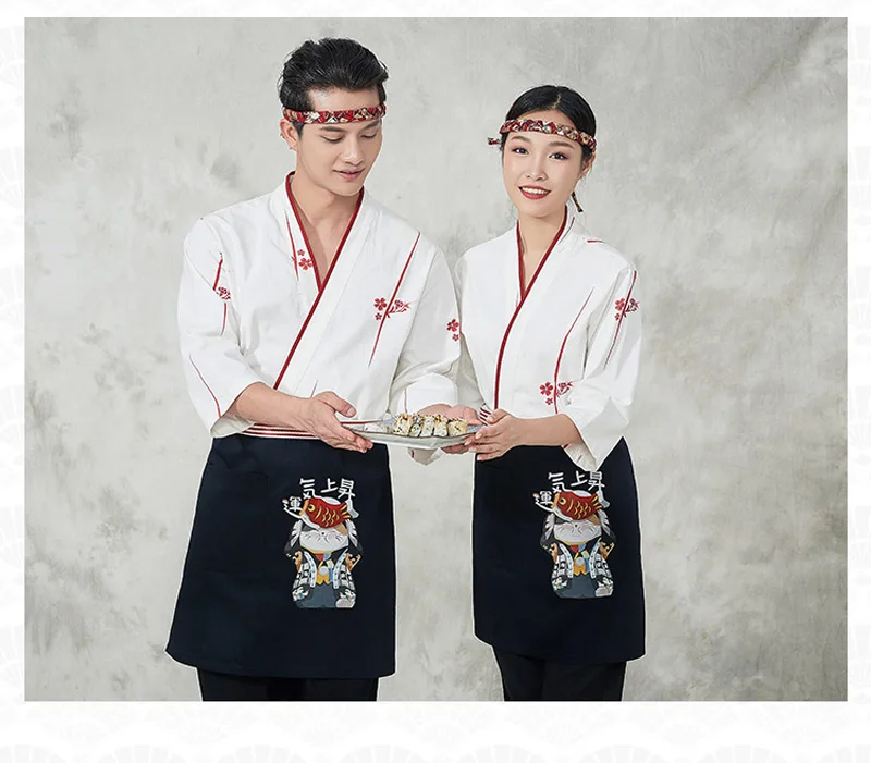 Unisex Japan Cuisine uniform chef work suit Restaurant service Chef Serving Top | Тематическая одежда и униформа