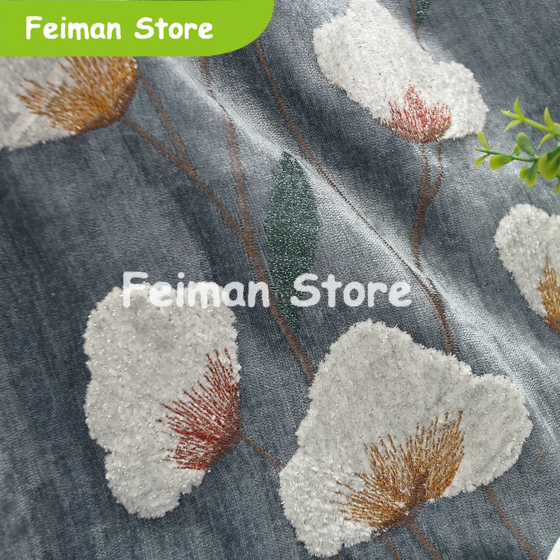 Pastoral White Kapok Chenille Tulle Fabric Curtains For Living Room Thick Insulation Embroidered Window Treatments AP259-30 | Дом и сад