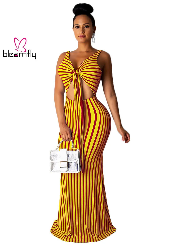 Новинка женское летнее платье в полоску с принтом v образным вырезом открытой